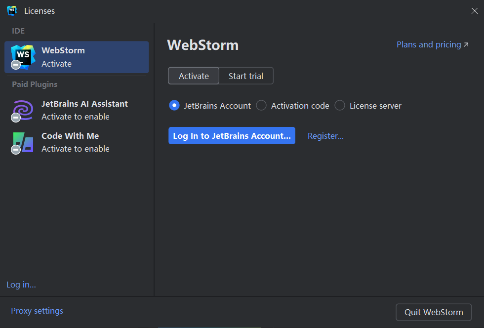 Webstorm 2024.1 激活破解教程